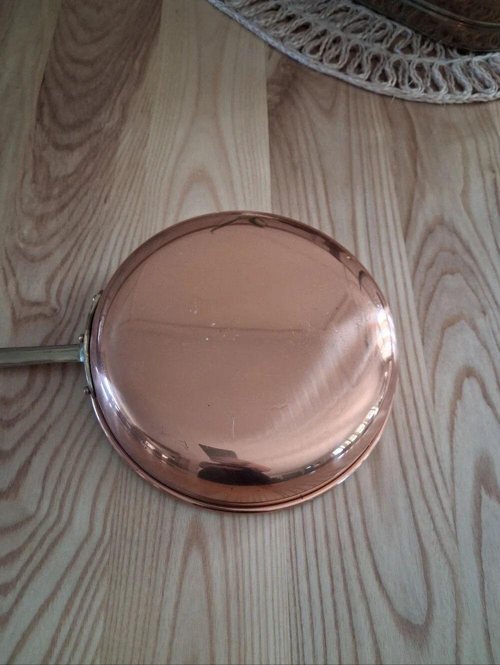 Copral Cooper / Brass Pan 7inch French Kitchen/Heirloom Cookware/Vintage